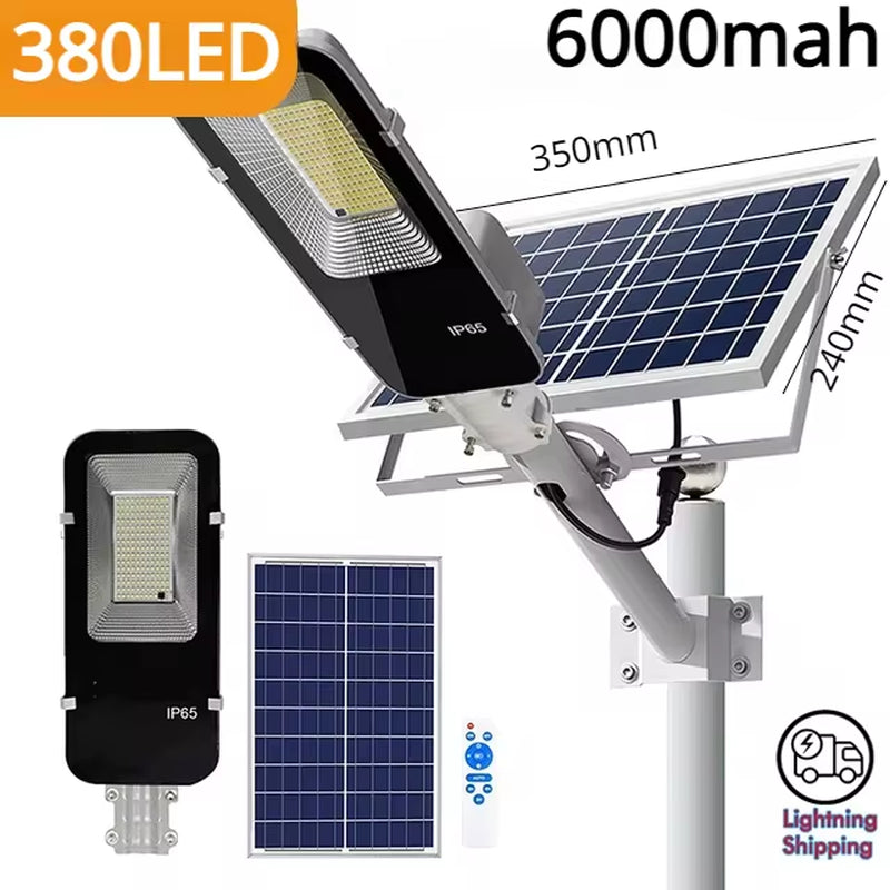 200W Powerful Solar Light Outdoor Solar Street Light 6000Mah Waterproof Automatic Dusk to Dawn Street Light for Garage Garden