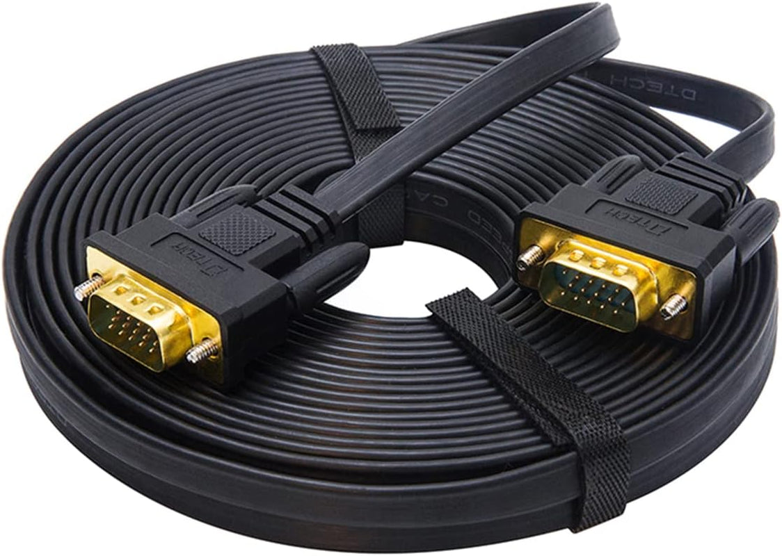 65-Foot VGA to VGA Cable - Premium 15 Pin Male to Male Flat Cord for Full HD Video - Ideal for Computer Monitors (20 Meters, Black)