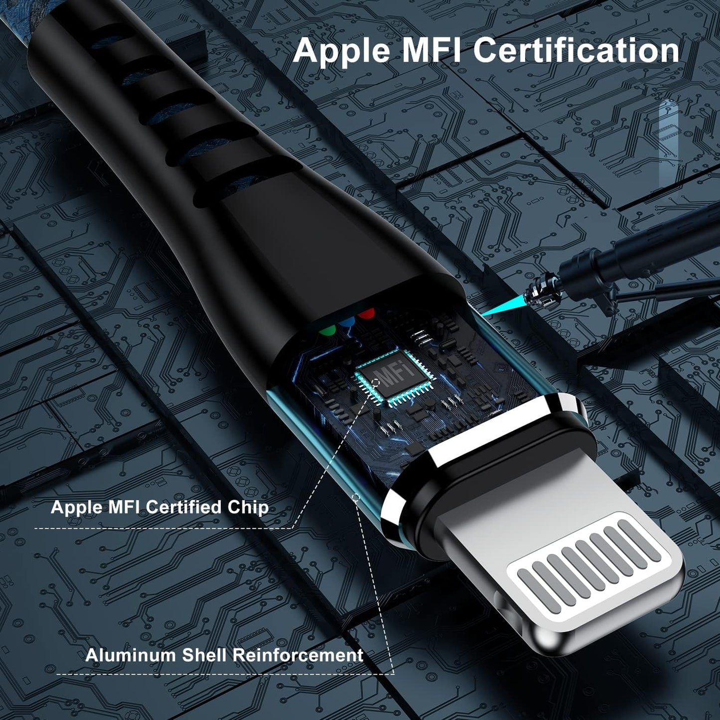 Durable 2-Pack Nylon Braided 3FT iPhone Charger Cords - Stylish Lightning to USB Cables for iPhone 14, 13, 12, 11, X, XS, XR, and iPad - Eye-Catching Blue Design