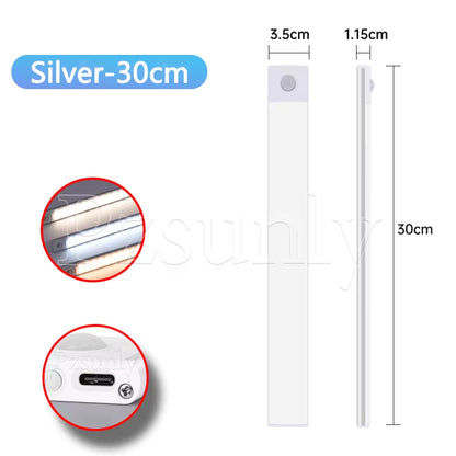 LED Bar Light Motion Sensor USB Rechargeable Led Night Light for Kitchen Wardrobe Cabinet Lighting 30Cm/40Cm/50Cm Cabinet Light
