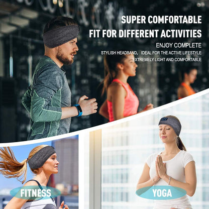 Sleep Headband White Noise Headphones Wireless Bluetooth Sports Built-In HD Stereo Speaker Side Sleepers Sleeping Running Yoga Workout Jogging Insomnia Travel Meditation Grey Version 2021-09