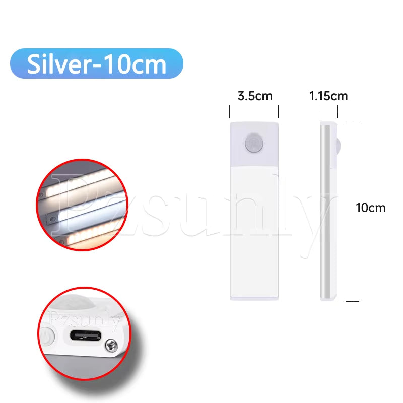 LED Bar Light Motion Sensor USB Rechargeable Led Night Light for Kitchen Wardrobe Cabinet Lighting 30Cm/40Cm/50Cm Cabinet Light