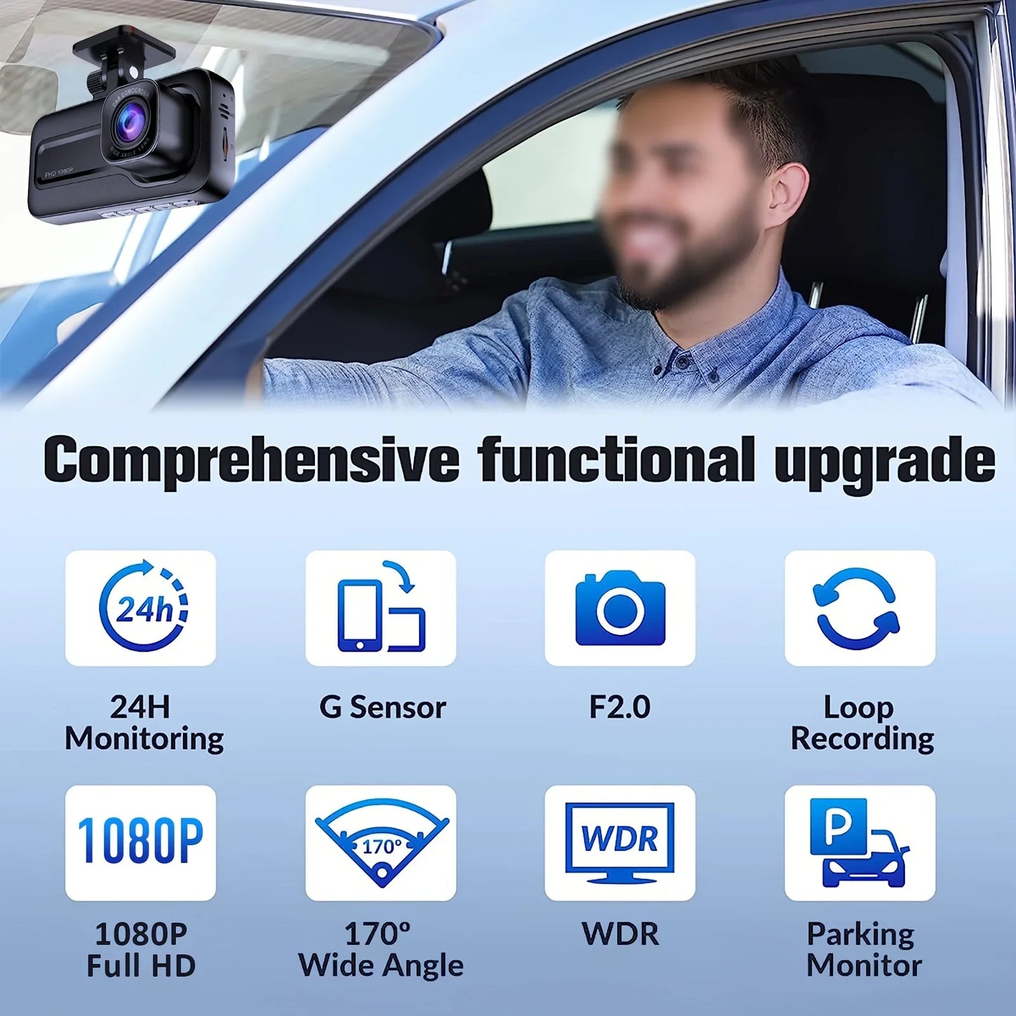 Triple Camera 1080P Full HD Dash Cam - Front, Rear & Interior Video Recorder for Ultimate Safety