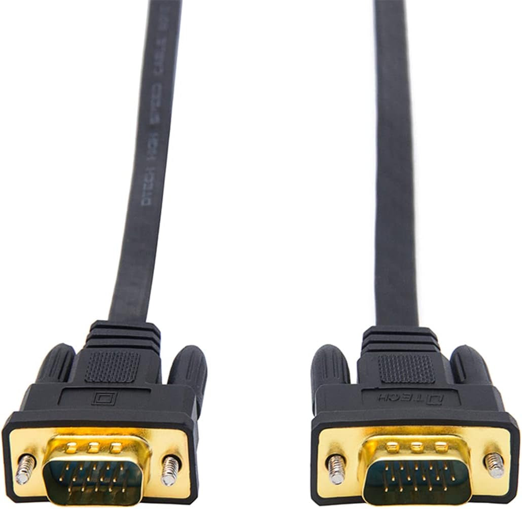 65-Foot VGA to VGA Cable - Premium 15 Pin Male to Male Flat Cord for Full HD Video - Ideal for Computer Monitors (20 Meters, Black)