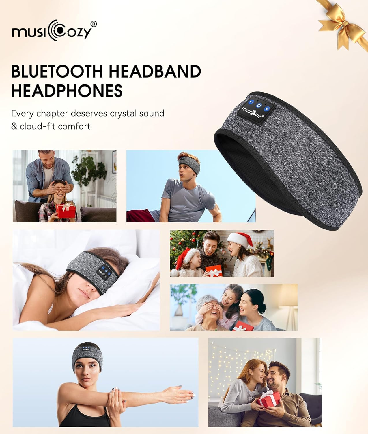 Bluetooth Sleep Headphones & Eye Mask - Wireless HD Stereo Earbuds for Travel, Yoga & Workouts - Perfect Gift for Men & Women