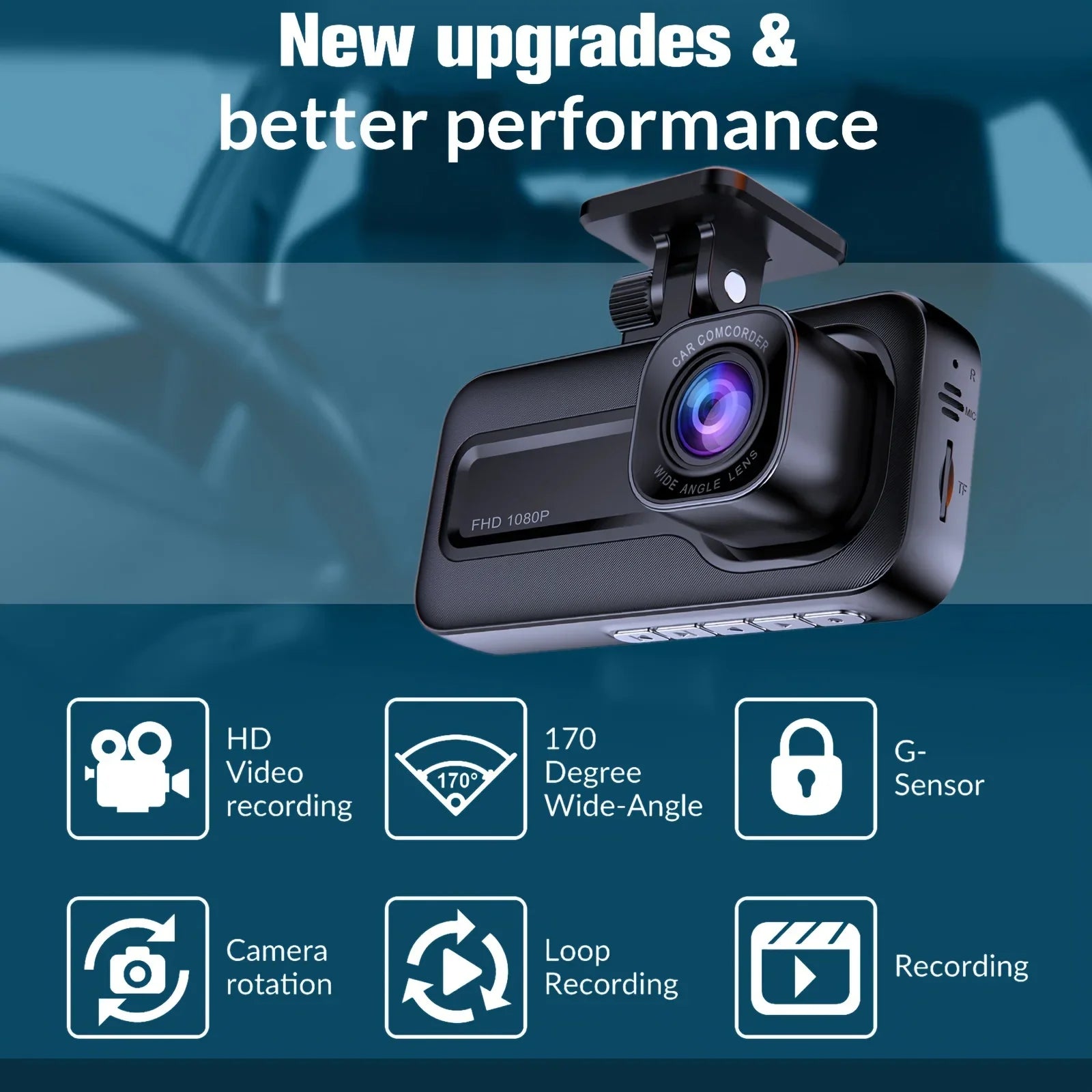 Triple Camera 1080P Full HD Dash Cam - Front, Rear & Interior Video Recorder for Ultimate Safety