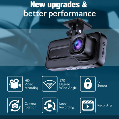 Triple Camera 1080P Full HD Dash Cam - Front, Rear & Interior Video Recorder for Ultimate Safety