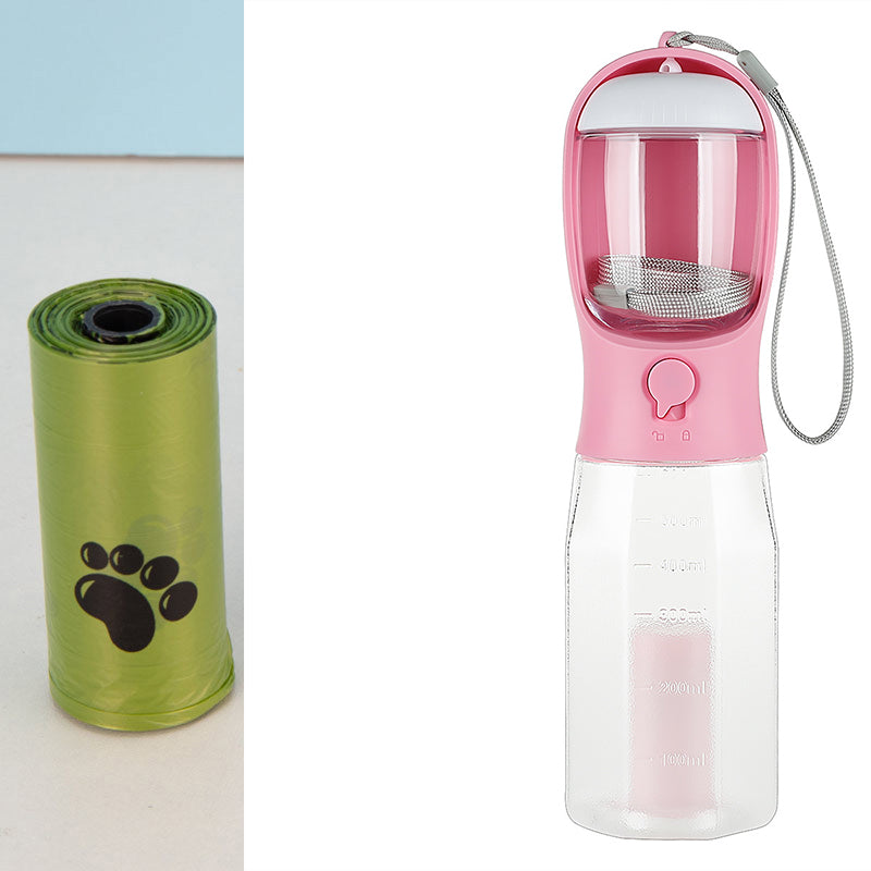 Portable Cat Dog Water Bottle Food Feeder Drinker Poop Dispenser 3 in 1 Leak-Proof Multifunctional Dog Water Bottle Pet Products