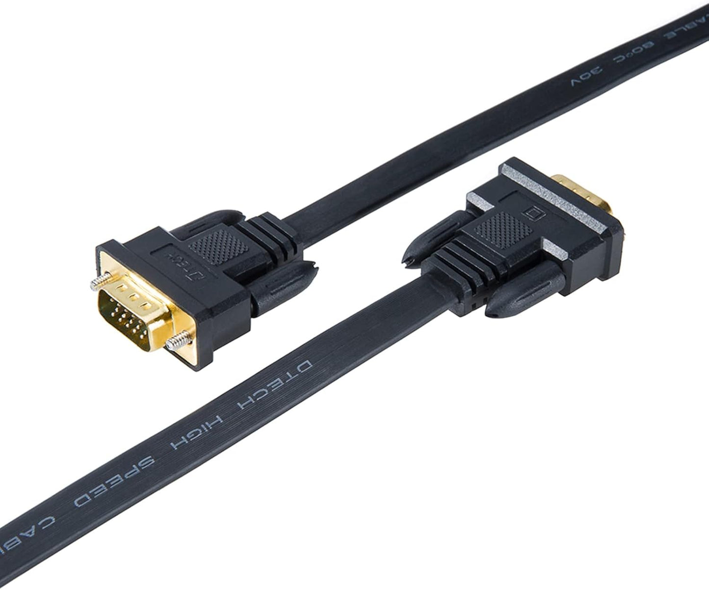 65-Foot VGA to VGA Cable - Premium 15 Pin Male to Male Flat Cord for Full HD Video - Ideal for Computer Monitors (20 Meters, Black)
